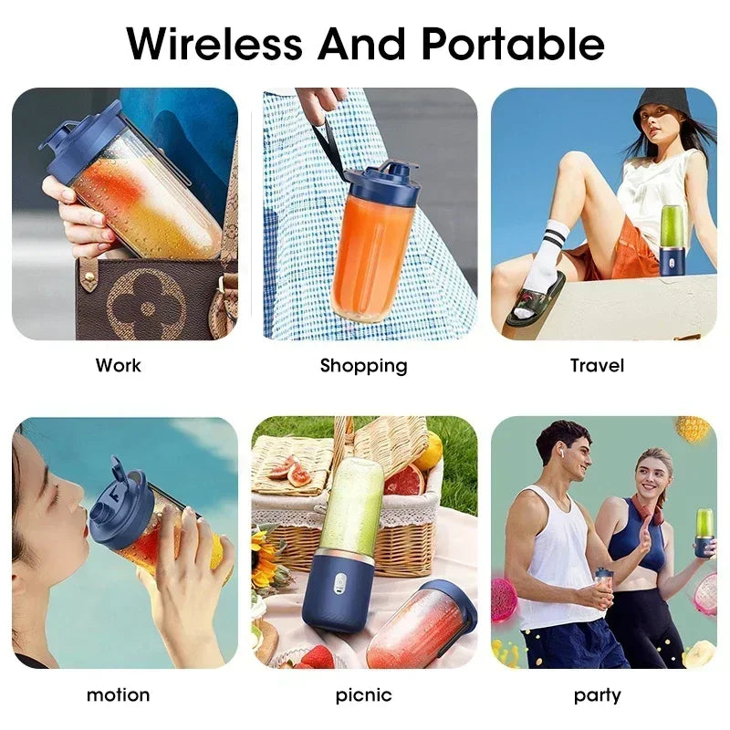 Portable Electric Juicer Cup 400ML – USB Rechargeable Wireless Fruit Blender | Automatic Smoothie Maker