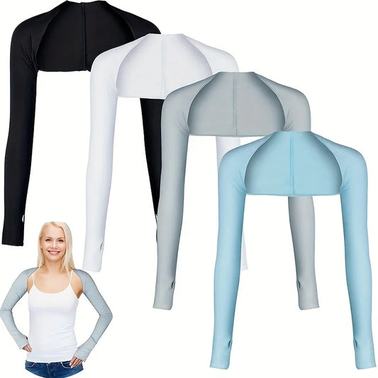 Women's Sports Sun Protection Shawl Thin Style Shoulder Length Women's Sports Sleeve Perfect For Outdoor Golf, Running, Cycling