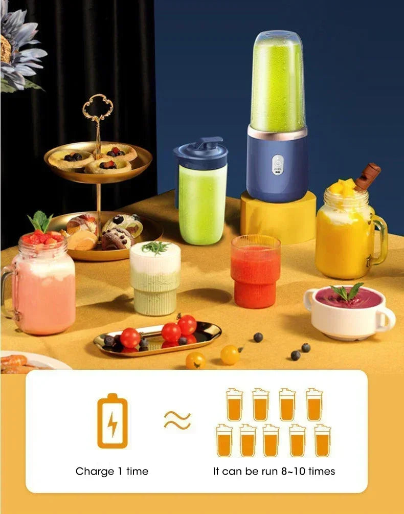 Portable Electric Juicer Cup 400ML – USB Rechargeable Wireless Fruit Blender | Automatic Smoothie Maker