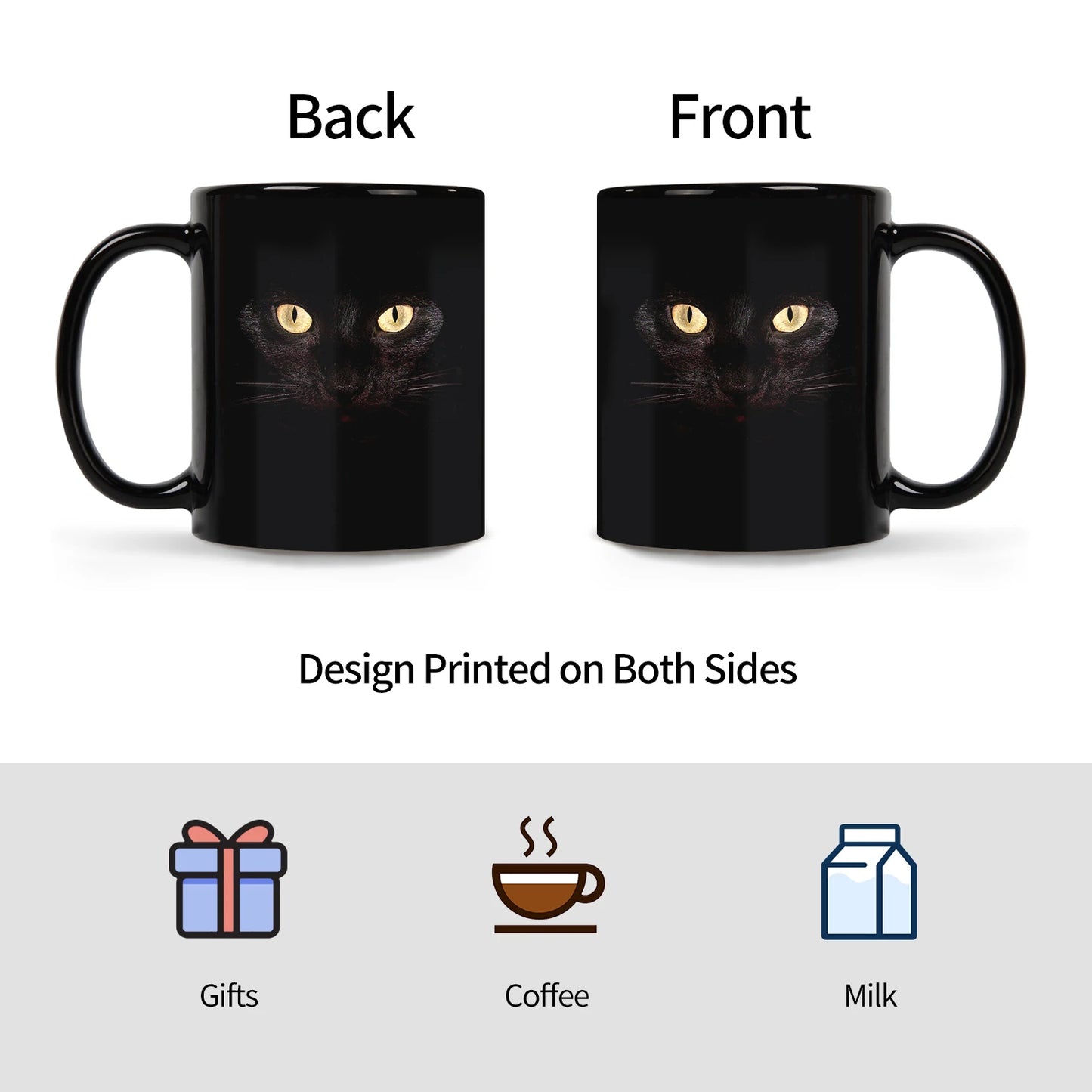 Black Cat Coffee Mug 11oz – Cute Cat Lover Gift | Birthday, Valentine’s, or Halloween Mug