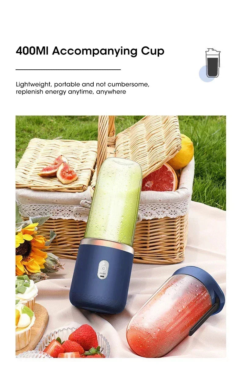 Portable Electric Juicer Cup 400ML – USB Rechargeable Wireless Fruit Blender | Automatic Smoothie Maker