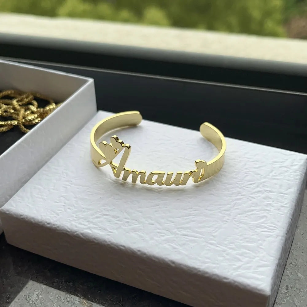 Jewelry Set Personalized Letter Necklace Customized Name Bangles Stainless Steel Mini Hoop Earrings 18mm
