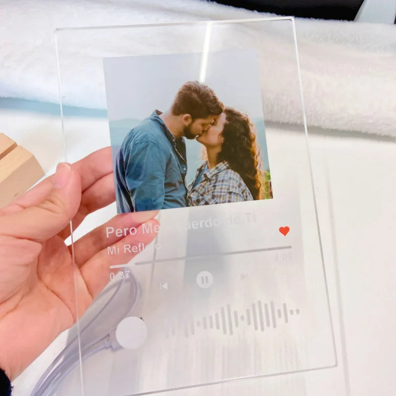 Custom Spotify Plaques with LED Light Scannable Code Photo Acrylic Music Song Album Plaques Night Light Gifts for Couples Lover