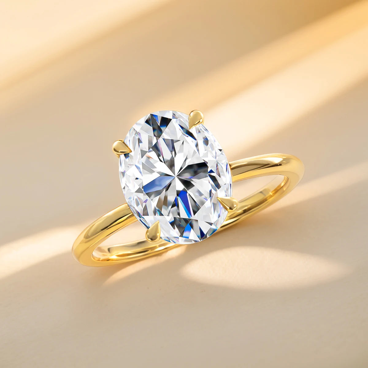 Oval Moissanite Diamond Ring for Women 100% 14K Gold Egg Shaped Wedding Band Classic Luxury Jewelry Certified