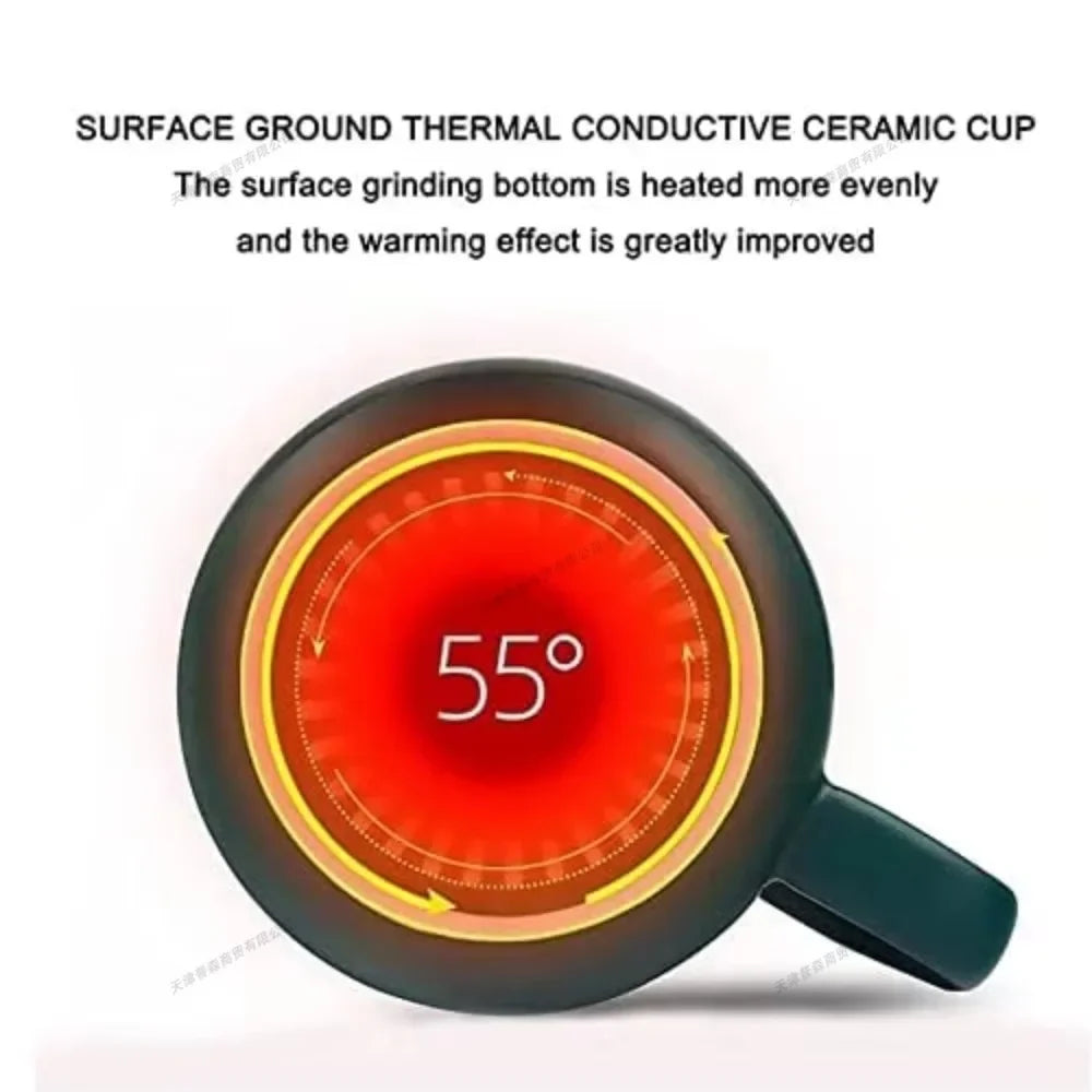 USB Recharge Warm Soup Cups Coffee Mug with Lid and Gift Box Storage Bag Set Ceramics Cup with Stainless Steel Spoon Coffee Cups