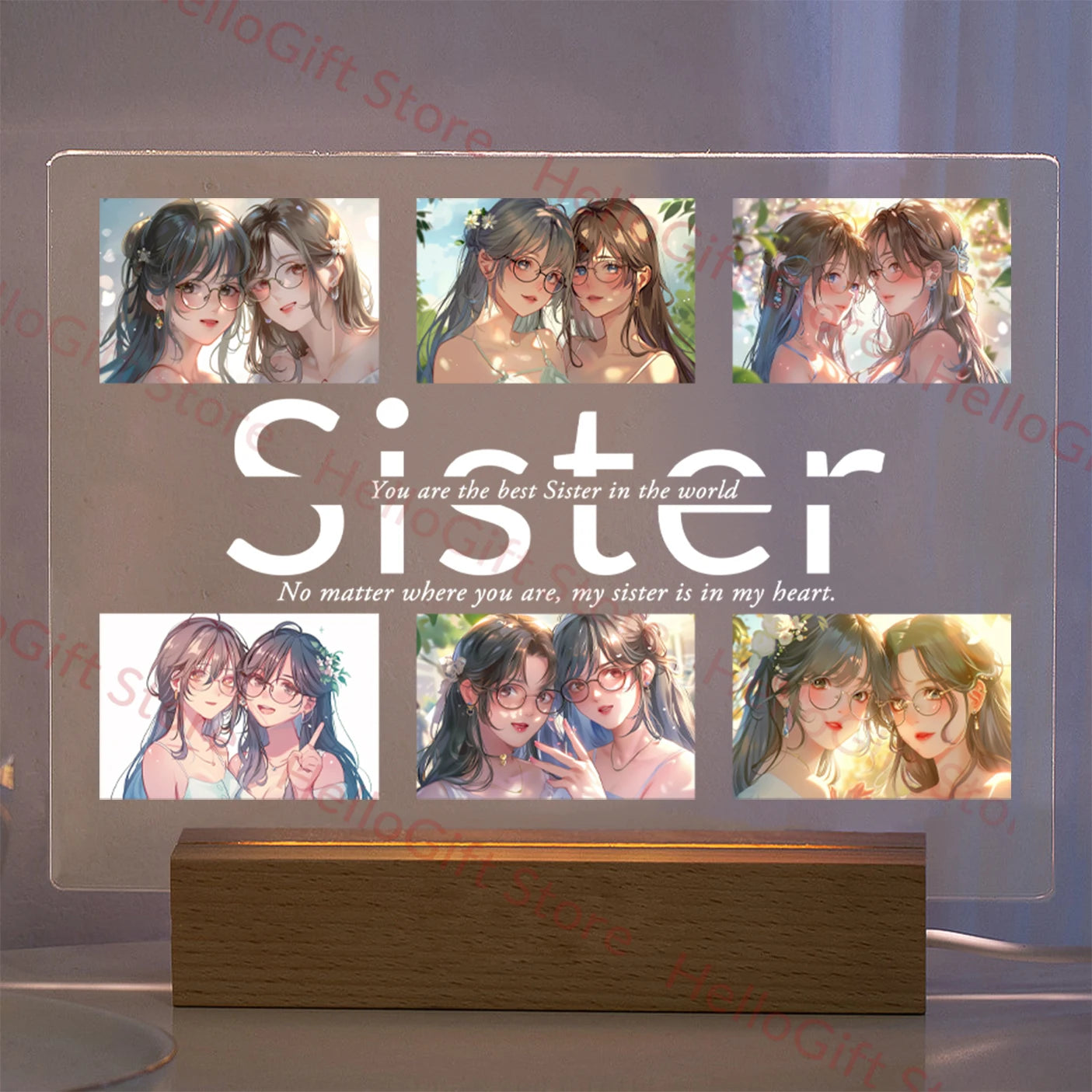 Personalized Custom Photo Text 3D Acrylic Lamp Customized Bedroom Night Light for MOM DAD LOVE Family Birthday