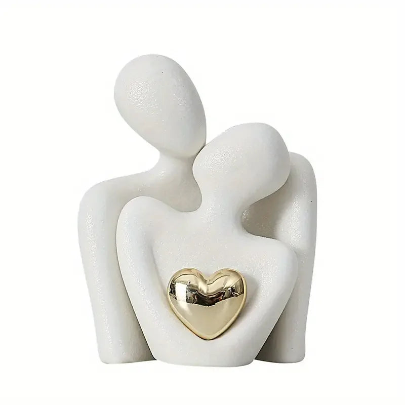 1 Pair Romantic Ceramic Love Embrace Figurines, Earthenware Couple Set, Indoor Decor for Bedroom, Valentine'S Day Festival Gift