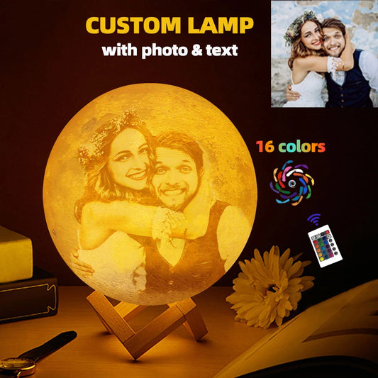 Customized 3D Printing Moon Lamp Personalized Photo Text Night Light
