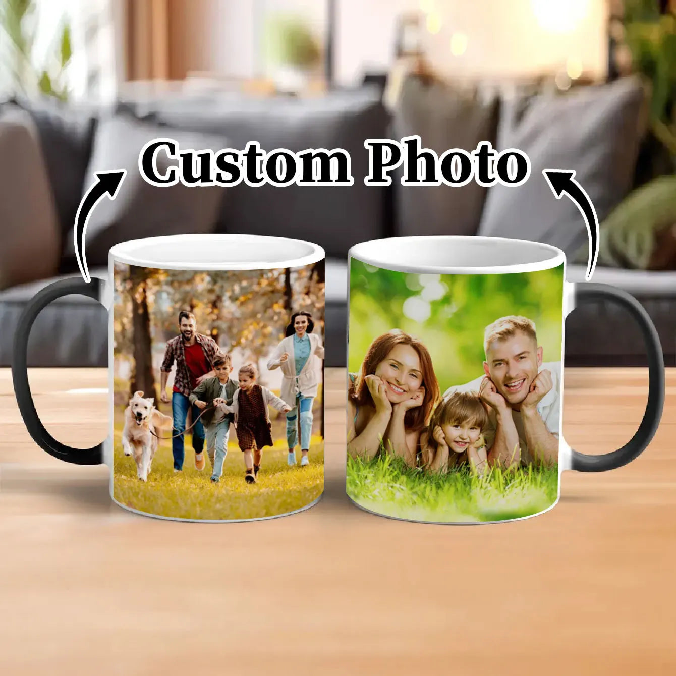 Custom Photo Thermochromic Mug. Use for coffee & water. Personalize with group photos. Ideal gift for loved ones