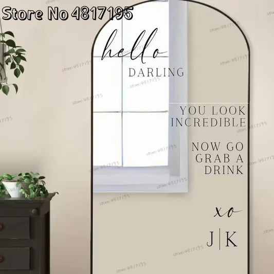 Hello Darling Friends You Look Incredible Wedding Mirror Decal Wedding Mirror Stickers Engagement Welcome Photo Wall Stickers