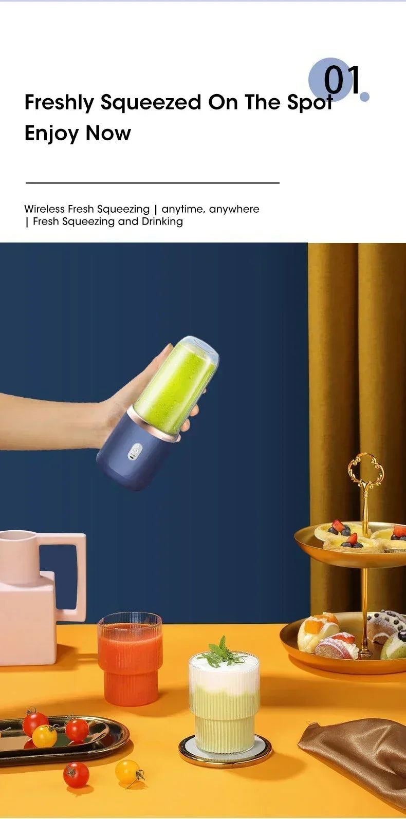 Portable Electric Juicer Cup 400ML – USB Rechargeable Wireless Fruit Blender | Automatic Smoothie Maker