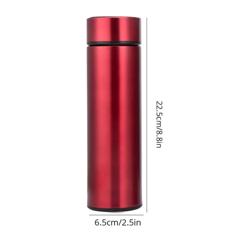 1pc 500ml Black Stainless Steel Creative Smart Thermos BottleTemperature Display Thermal Mug Male Female Portable Business Gift