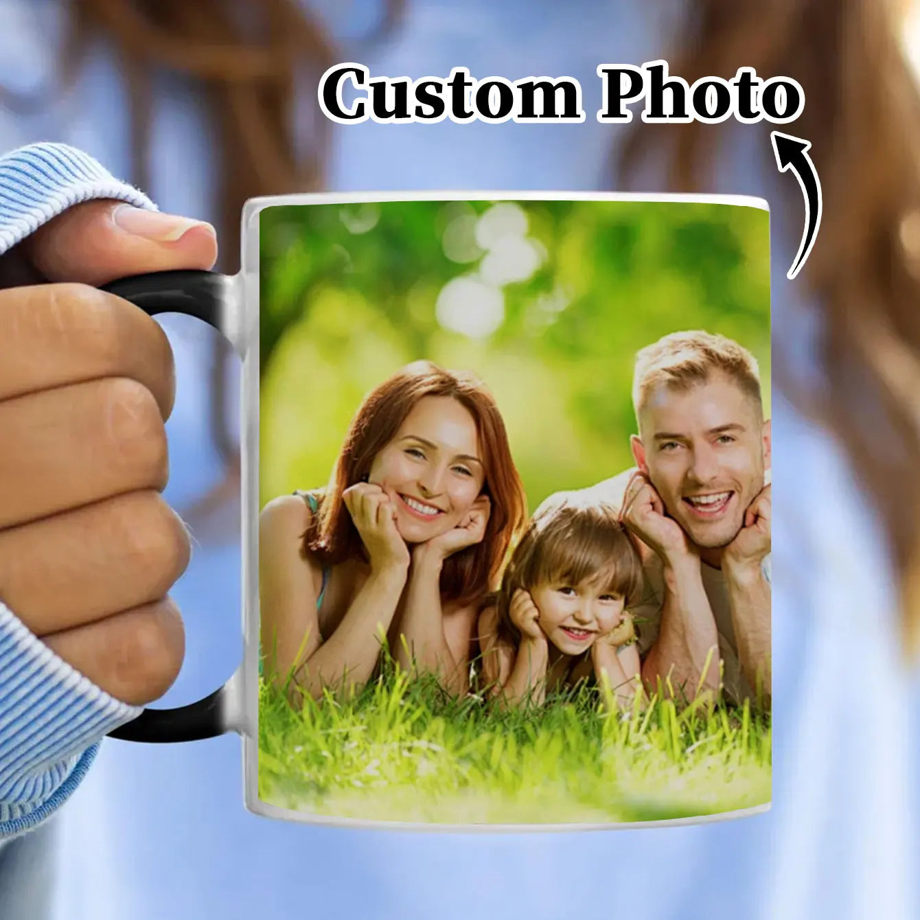 Custom Photo Thermochromic Mug. Use for coffee & water. Personalize with group photos. Ideal gift for loved ones