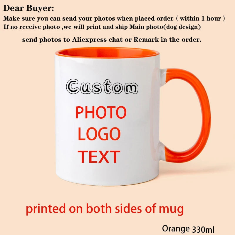 Personalized Photo Mug, Customize Family, Kids, Lovers, Logo, Text, Gift & Pets