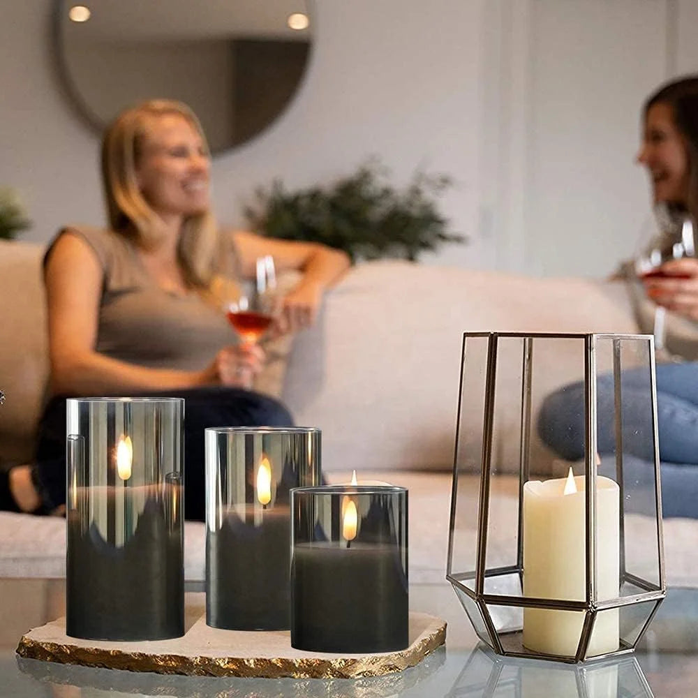 3PCS Flameless Candles, Battery Operated Candles LED Pillar Candles with Remote 10-Key Control and Timers for Indoor Home  Decor