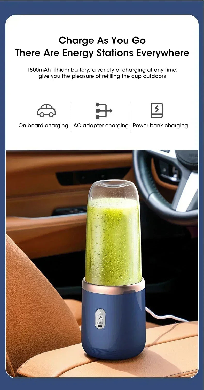 Portable Electric Juicer Cup 400ML – USB Rechargeable Wireless Fruit Blender | Automatic Smoothie Maker