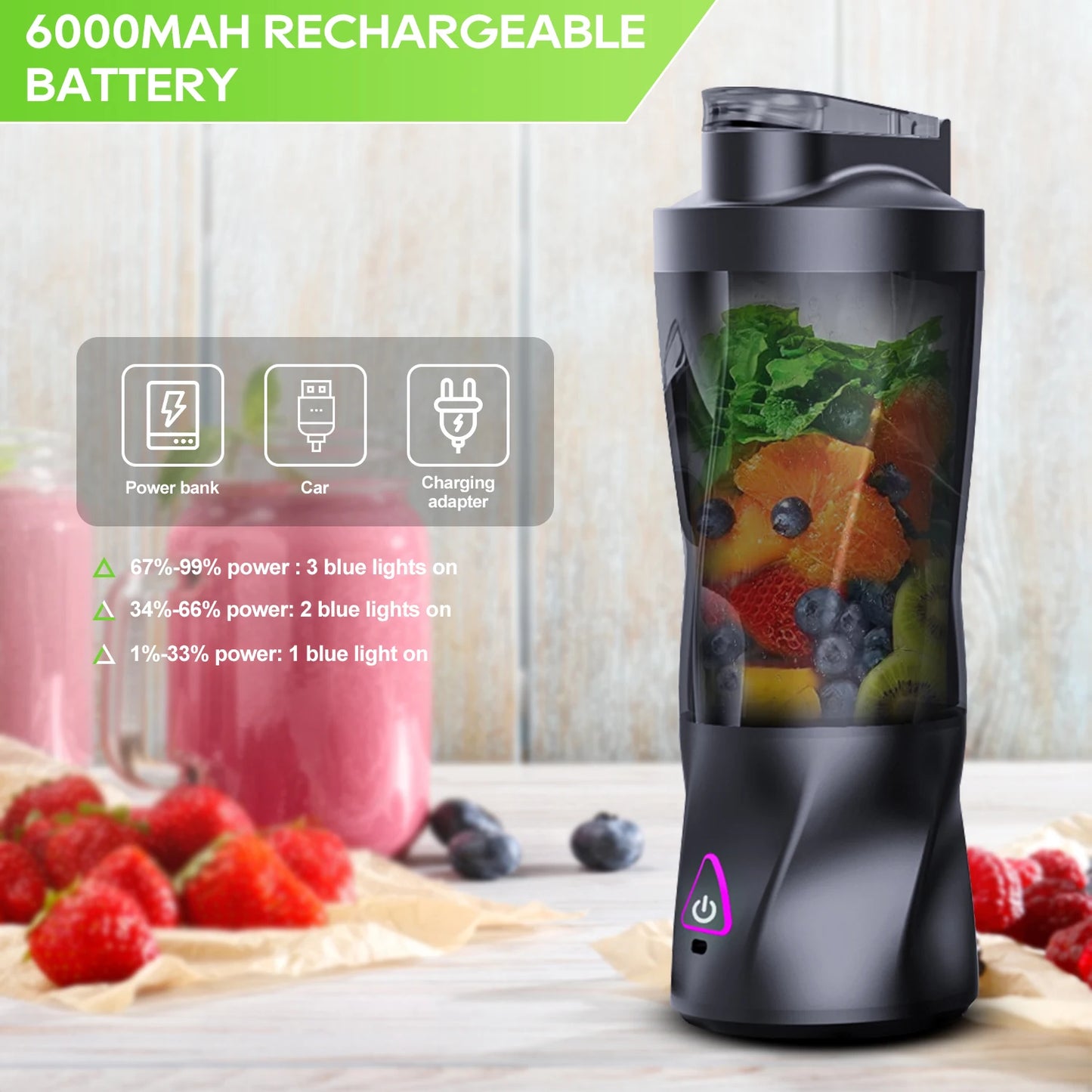 Electric Portable Juicer 700ML – USB Rechargeable Smoothie Blender for Fruits, Shakes & Outdoor Use