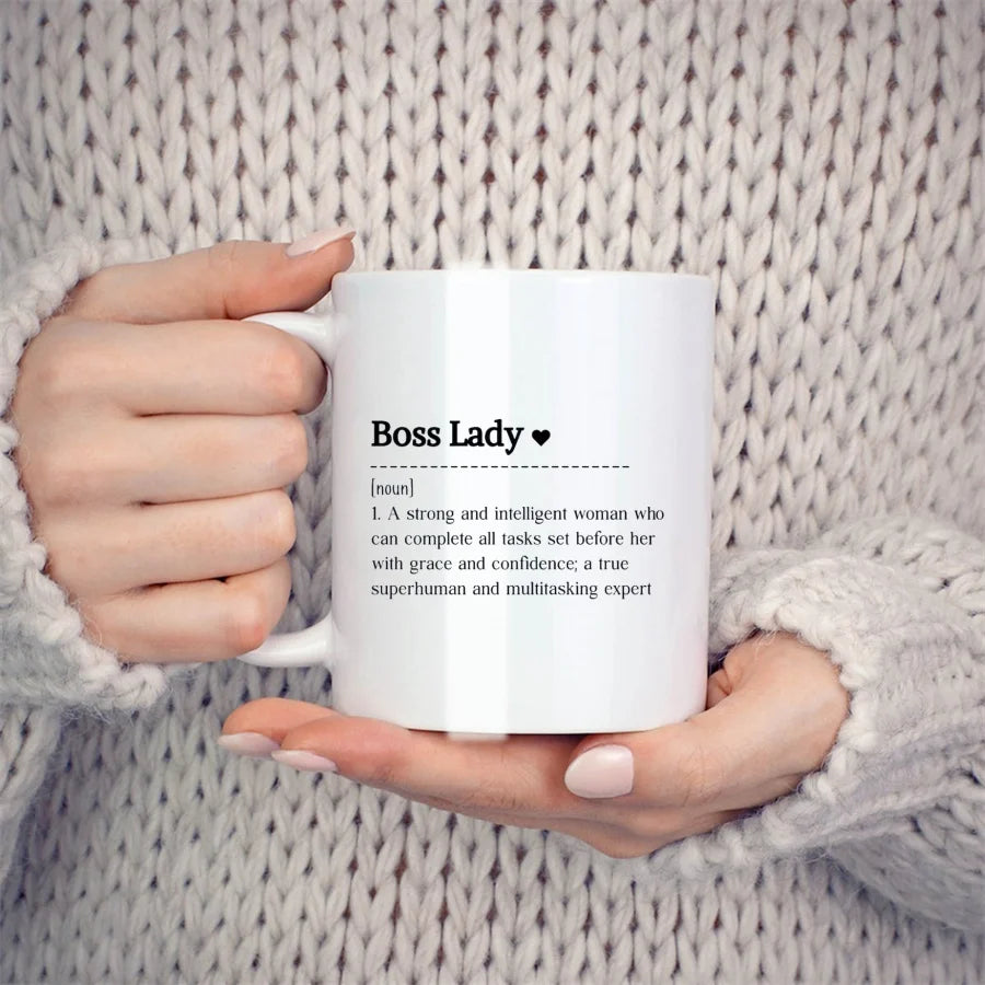 Boss Lady Mug 11oz – Funny Like a Boss Coffee Cup | Birthday Gift for Women, Ceramic Tea Mug