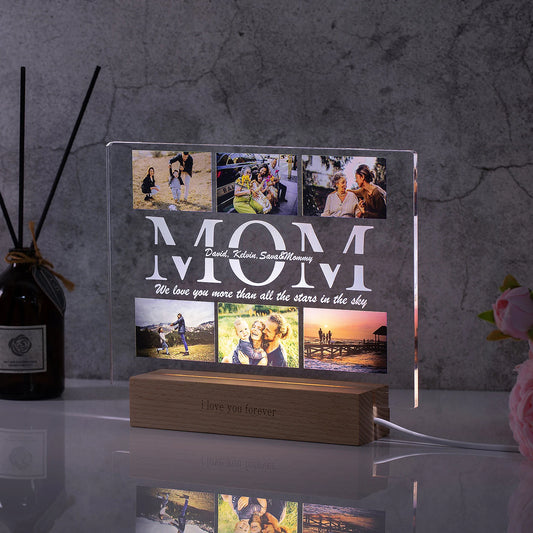 Personalized Custom Photo Text 3D Acrylic Lamp Customized Bedroom Night Light for MOM DAD LOVE Family Birthday