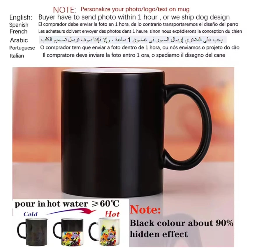 Custom Magic Color-Changing Ceramic Mug – Personalized Photo/Text Heat Reveal Cup | Gift for Dad, Family, Valentine’s Day