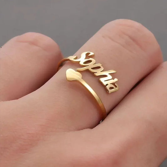 Customized Name Love Ring Personalized Stainless Steel Heart Couple Ring Women Jewelry    Valentine's Day Gift Anillos Mujer