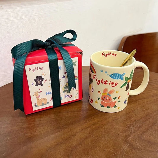 Personalised Personalized Cartoon Dog Mug – Cute Custom Water Drinking Cup | Gift for Friends & FamilyCartoon Dog Mug Fashion Handheld Water Drinking Cup Present For Friends Family