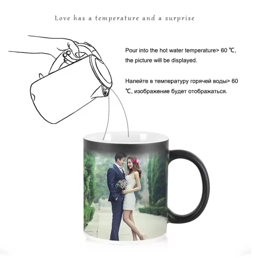 Custom Magic Color-Changing Ceramic Mug – Personalized Photo/Text Heat Reveal Cup | Gift for Dad, Family, Valentine’s Day