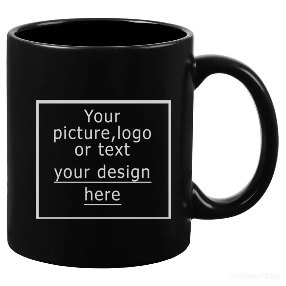 Custom Black Ceramic Mug 11oz – DIY Family Photo or Company Logo Personalized Cup