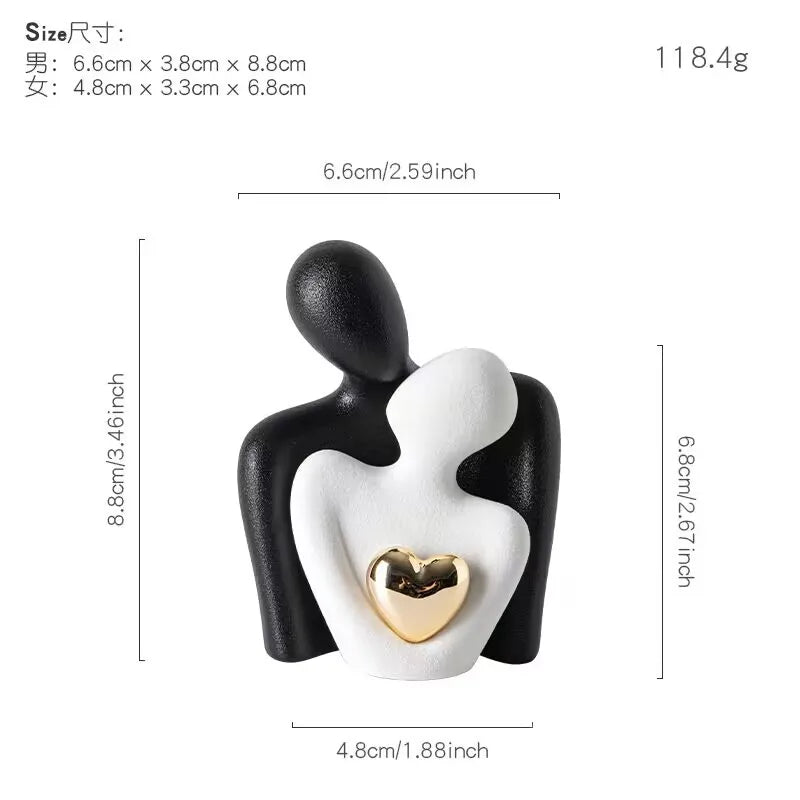 1 Pair Romantic Ceramic Love Embrace Figurines, Earthenware Couple Set, Indoor Decor for Bedroom, Valentine'S Day Festival Gift