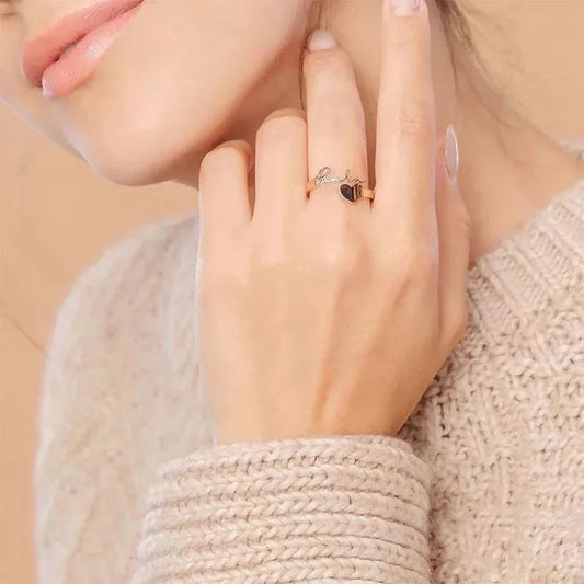 Customized Name Love Ring Personalized Stainless Steel Heart Couple Ring Women Jewelry    Valentine's Day Gift Anillos Mujer