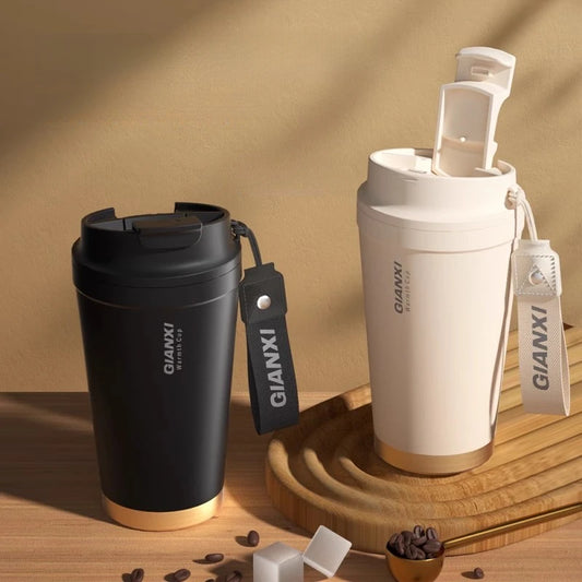 GIANXI Stainless Steel Coffee Thermos Cup Retro Woven Lanyard Portable Heavy Caliber Easy To Clean Coffee Cold Cup Coffee Cup